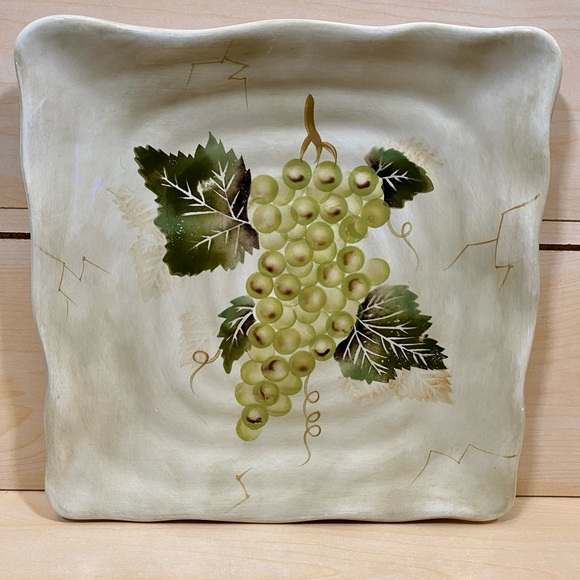 Vintage Tabletops Gallery Cabernet Plate 11" Dinner Square Grapes - Set of 3 - Picture 2 of 10